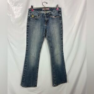anoname embroidered light wash bootcut jeans size 27